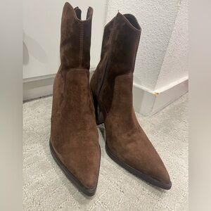 New! JEFFREY CAMPBELL Jolena Western Bootie Brown Suede  Size 11